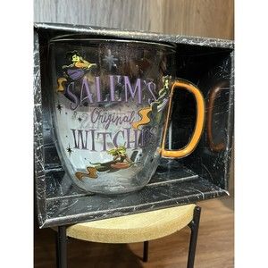 Disney Hocus Pocus Glass Mug With Glitter Filled Handle 14oz New